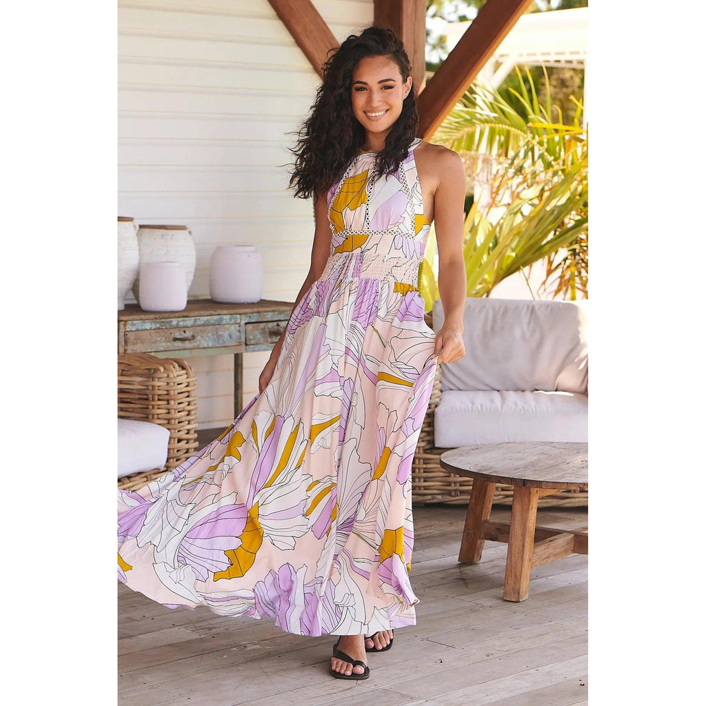 JAASE Endless Summer Lavender Swirl Maxi Dress - AUSOUTLET.com.au