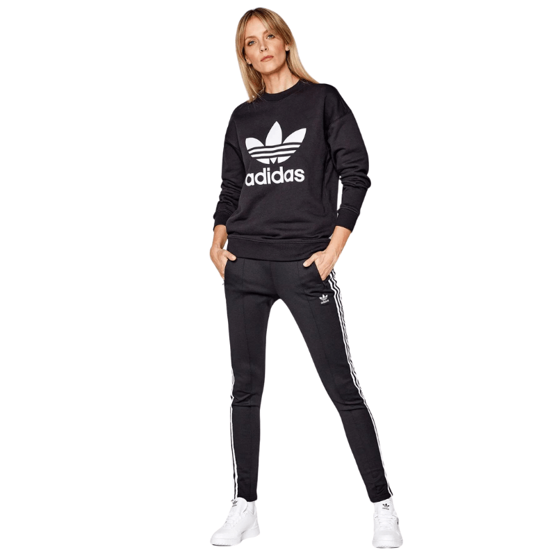 Adidas Womens Black Trefoil Crew Sweatshirt - AUSOUTLET.com.au