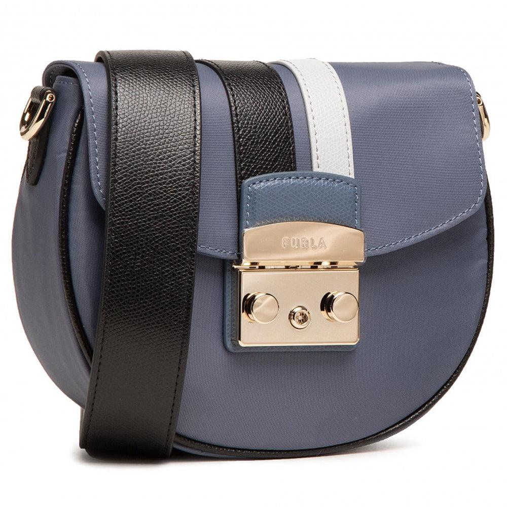 Furla Metropolis Mini Round Crossbody Bag - Blue Denim Nero Crystal - AUSOUTLET.com.au