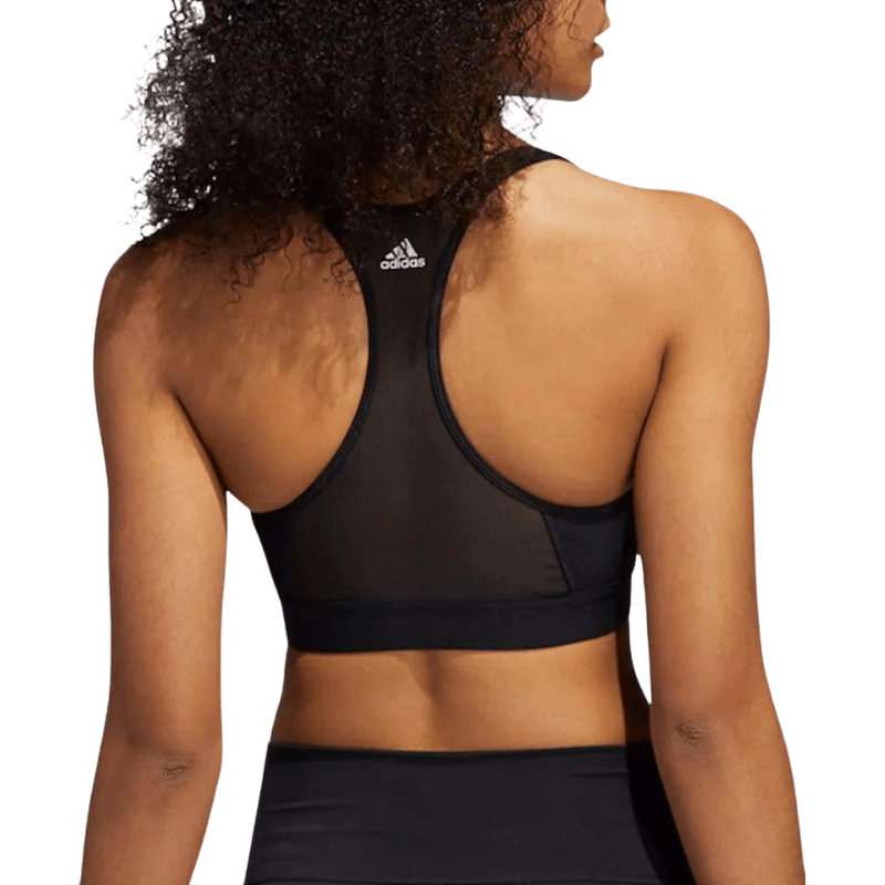 Adidas Womens Don't Rest Alphaskin 3 Stripes Black Sport Bra - AUSOUTLET.com.au