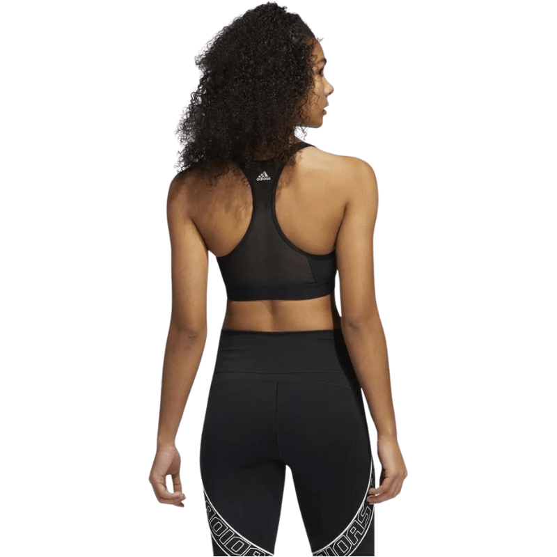 Adidas Womens Don't Rest Alphaskin 3 Stripes Black Sport Bra - AUSOUTLET.com.au