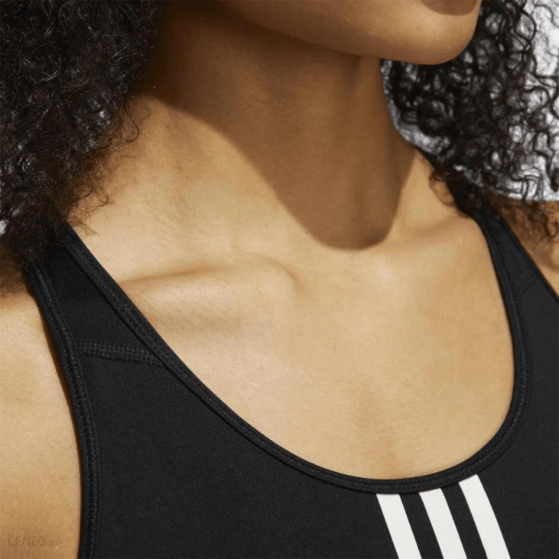 Adidas Womens Don't Rest Alphaskin 3 Stripes Black Sport Bra - AUSOUTLET.com.au