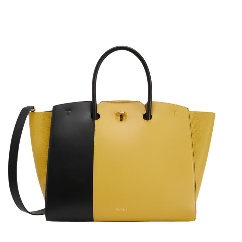 Furla Genesi Large Tote - Black+Honey - AUSOUTLET.com.au