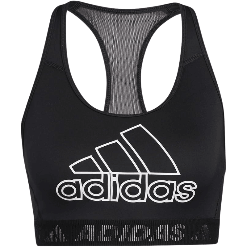 Adidas Womens Maxi Logo White Black Sport Bra - AUSOUTLET.com.au