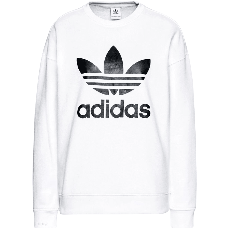 Adidas Womens Trefoil Crewneck White Sweatshirt - AUSOUTLET.com.au