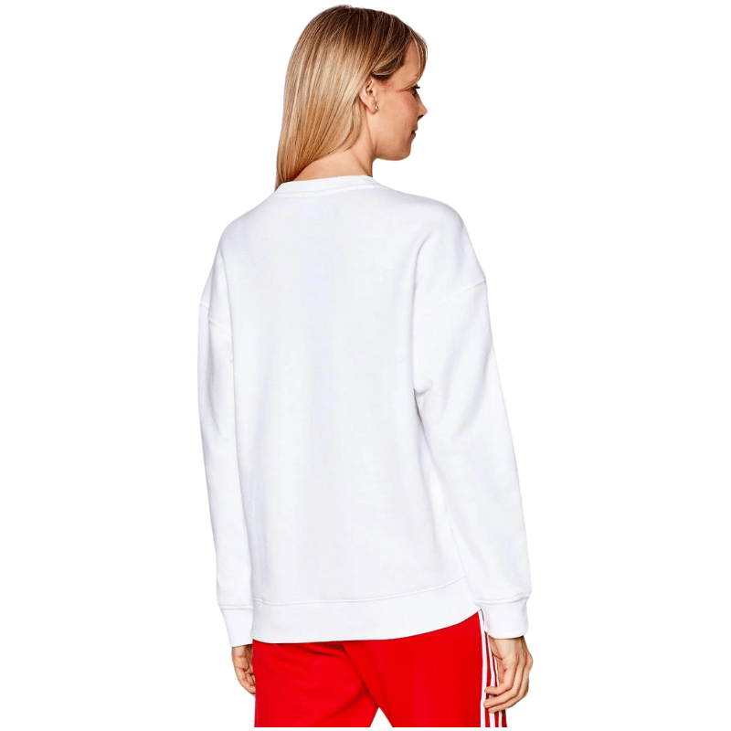 Adidas Womens Trefoil Crewneck White Sweatshirt - AUSOUTLET.com.au