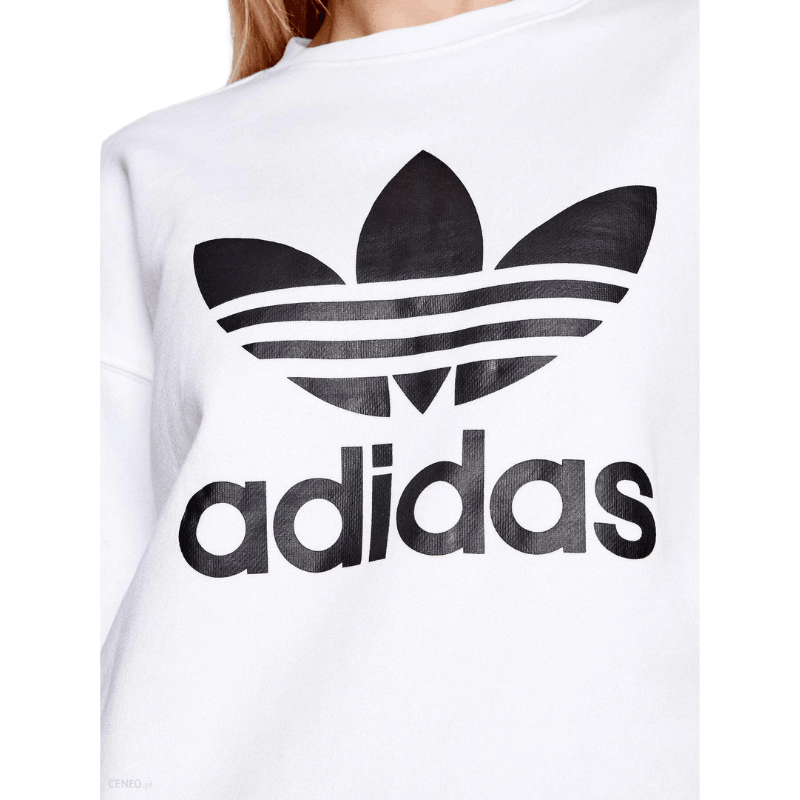 Adidas Womens Trefoil Crewneck White Sweatshirt - AUSOUTLET.com.au