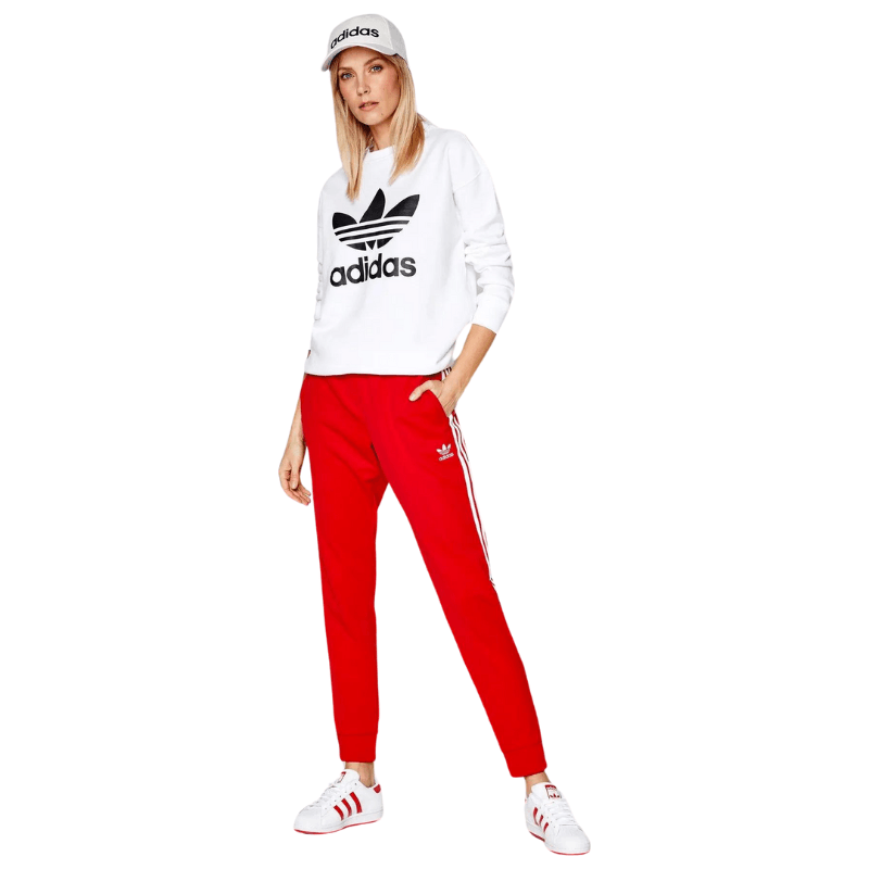 Adidas Womens Trefoil Crewneck White Sweatshirt - AUSOUTLET.com.au