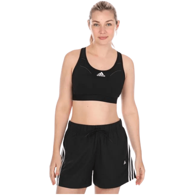 Adidas Womens Mini Logo Black Sports Bra - AUSOUTLET.com.au