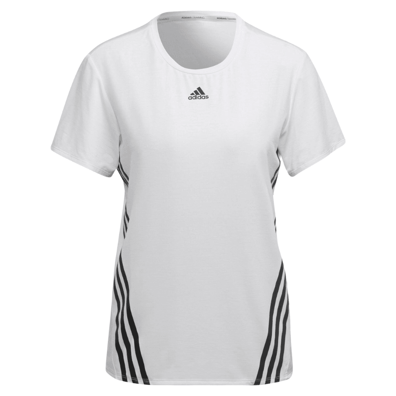 Adidas Women's White 3 Stripe T-Shirt - AUSOUTLET.com.au