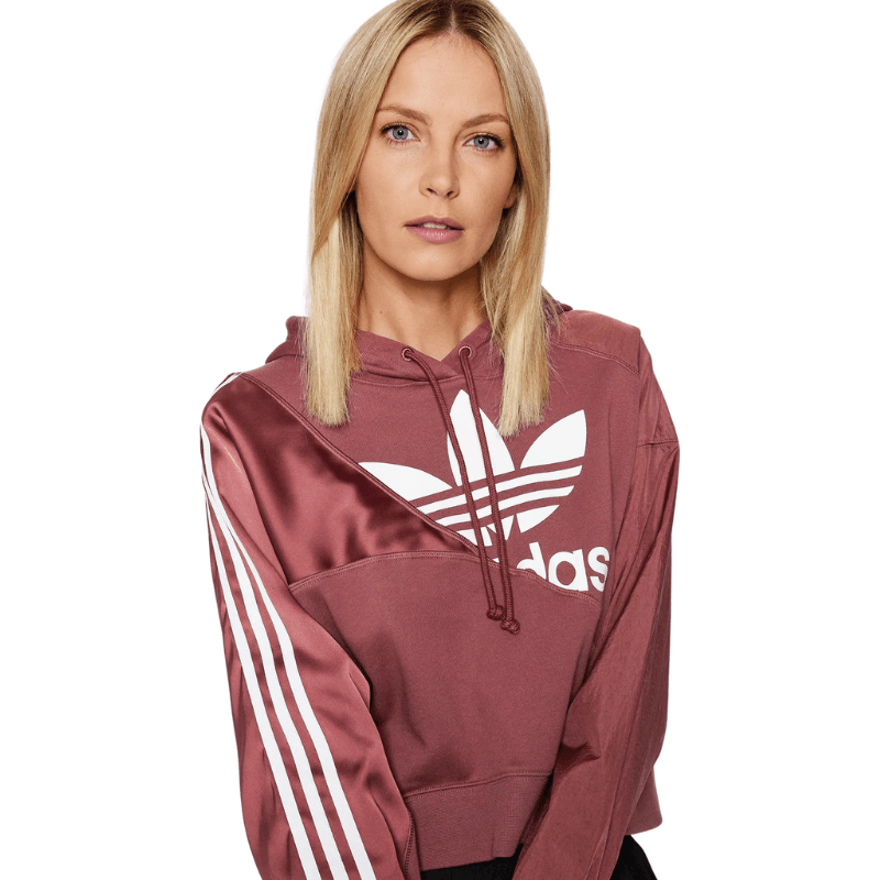 Adidas Womens Burgundy Pullover Hoodie - AUSOUTLET.com.au