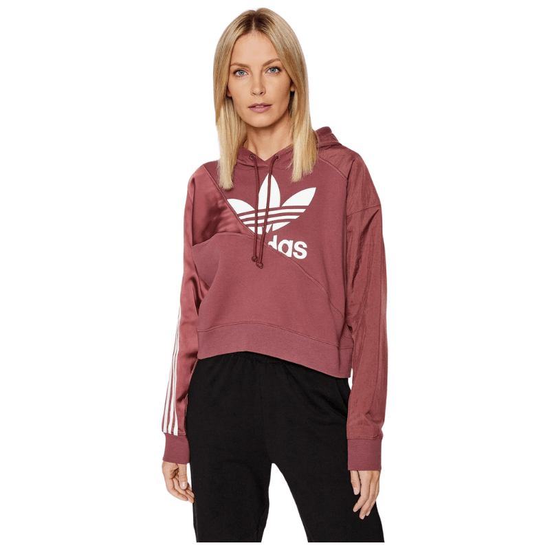 Adidas Womens Burgundy Pullover Hoodie - AUSOUTLET.com.au