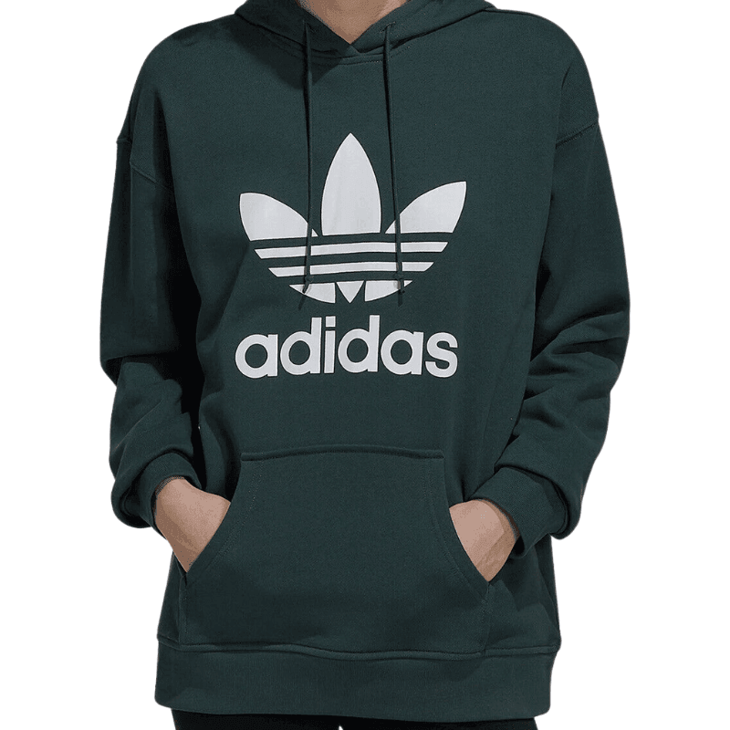 Adidas Womens Green Trefoil Hoodie Mineral Green –