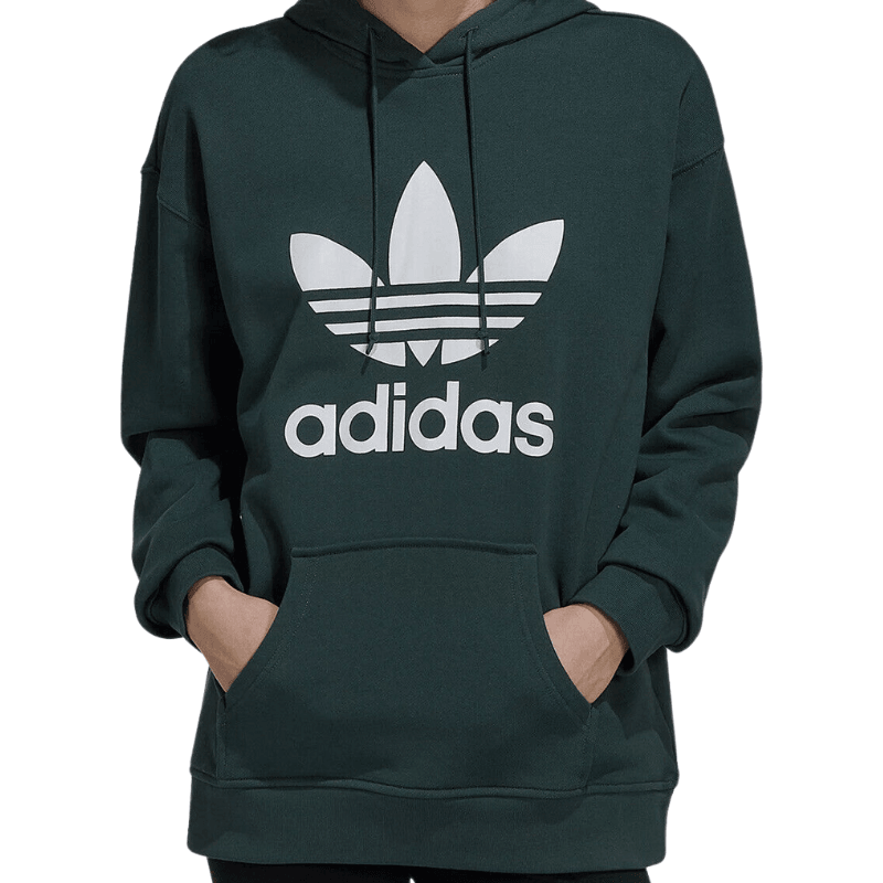 Adidas Womens Green Trefoil Hoodie Mineral Green - AUSOUTLET.com.au