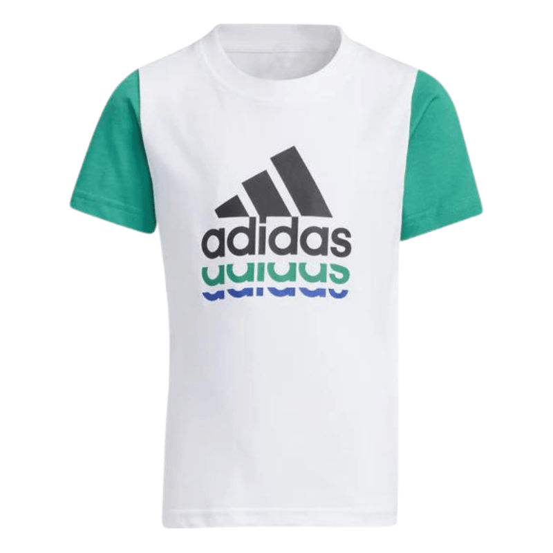 Adidas Kids White And Green T-Shirt - AUSOUTLET.com.au