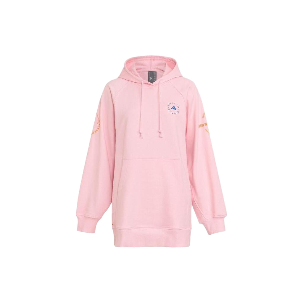 Pink hoodie with brand logo on a white background
