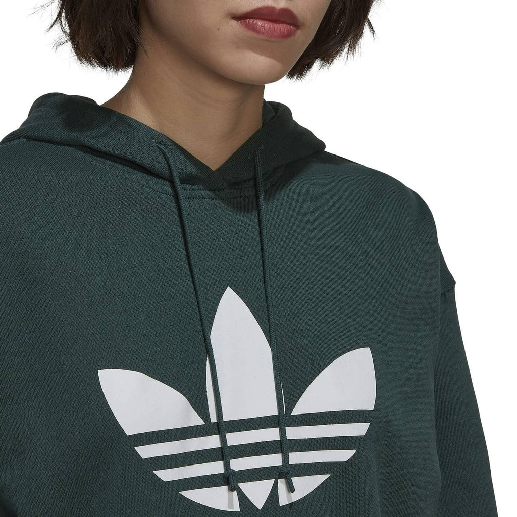 Adidas Womens Green Trefoil Hoodie Mineral Green - AUSOUTLET.com.au