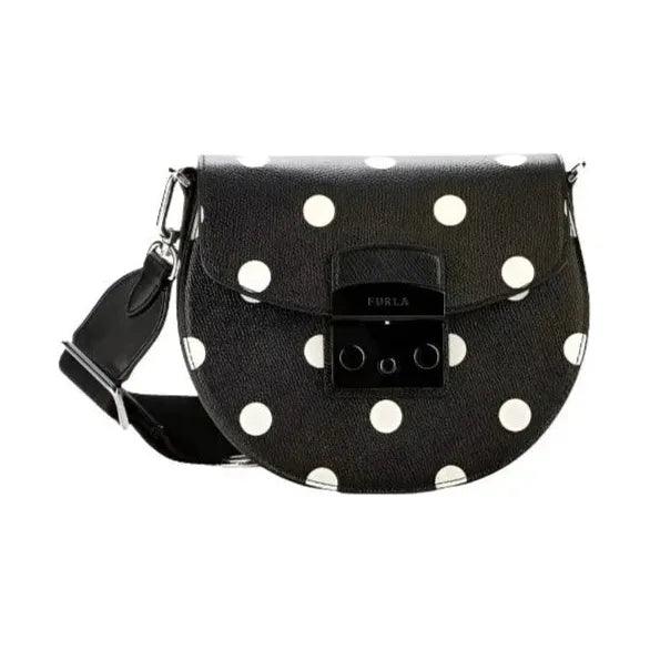 Furla Metropolis Polka Dot Mini Crossbody Round - Black/Nero - AUSOUTLET.com.au