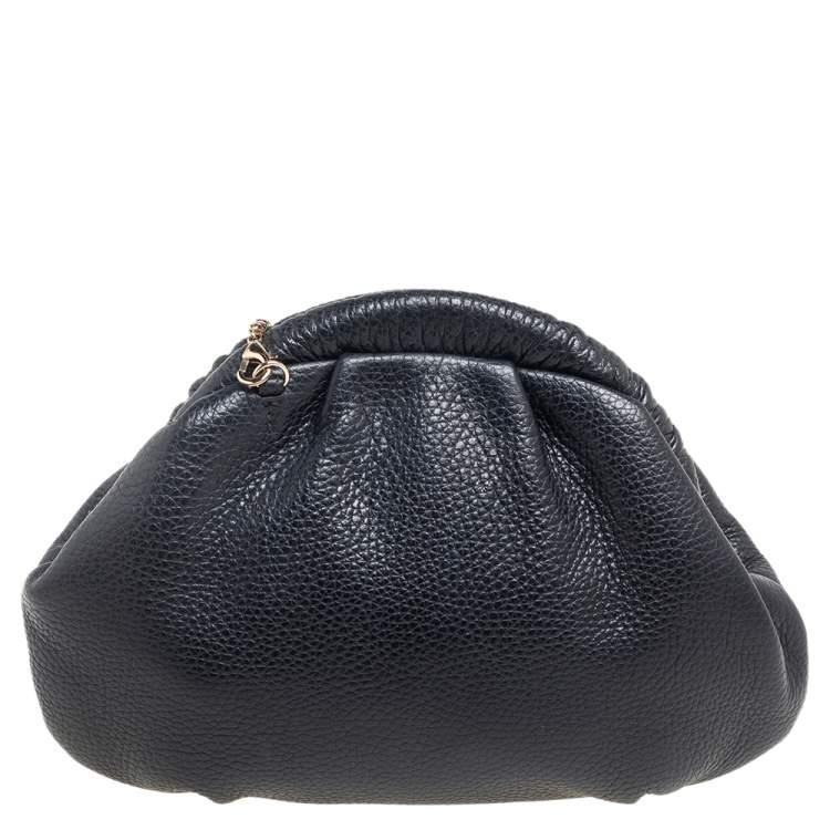 Furla Black Leather Chain Clutch - AUSOUTLET.com.au