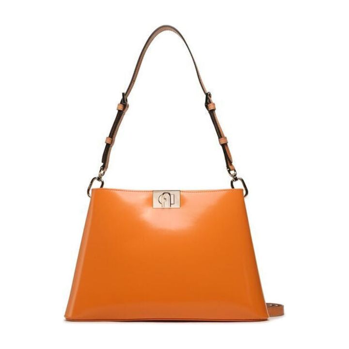 Furla Fleur Shoulder Bag - Vitello Roma Orange and Gold - AUSOUTLET.com.au