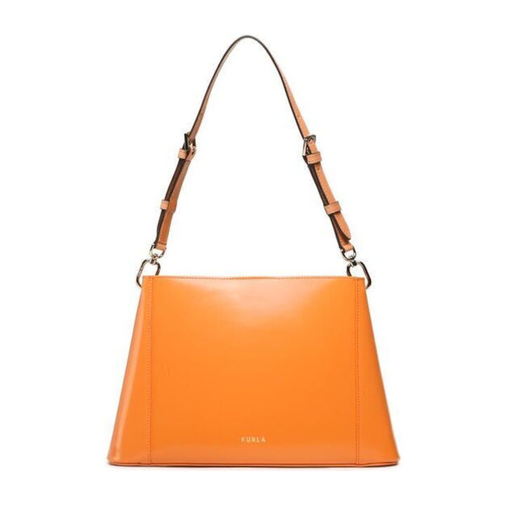 Furla Fleur Shoulder Bag - Vitello Roma Orange and Gold - AUSOUTLET.com.au