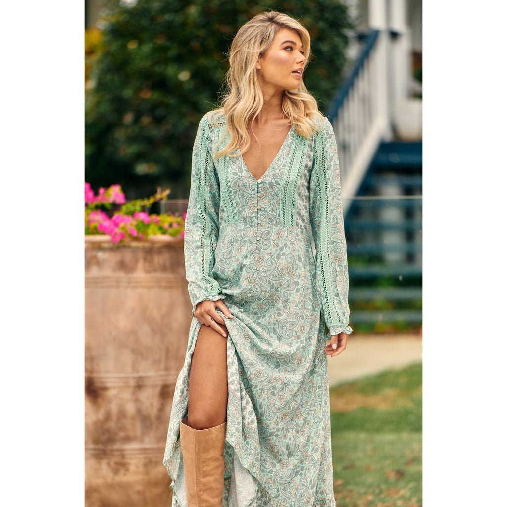 JAASE Mint Paisley Print Gemini Maxi - AUSOUTLET.com.au