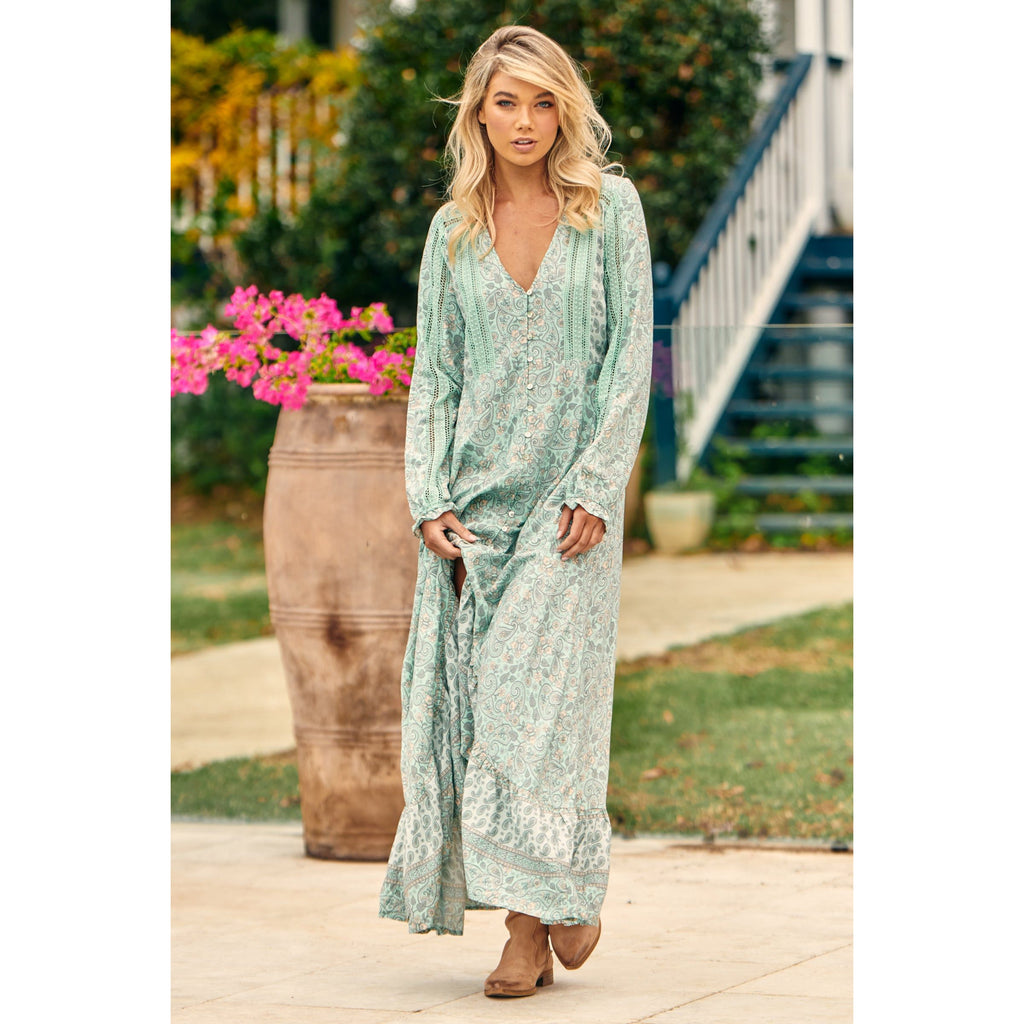 JAASE Mint Paisley Print Gemini Maxi - AUSOUTLET.com.au