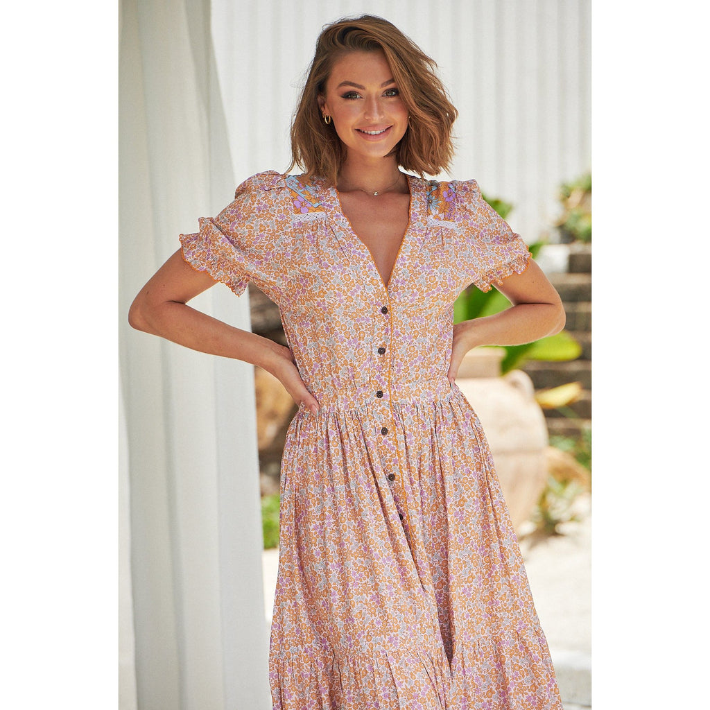 JAASE Forget Me Not Print Jean Maxi Dress - AUSOUTLET.com.au