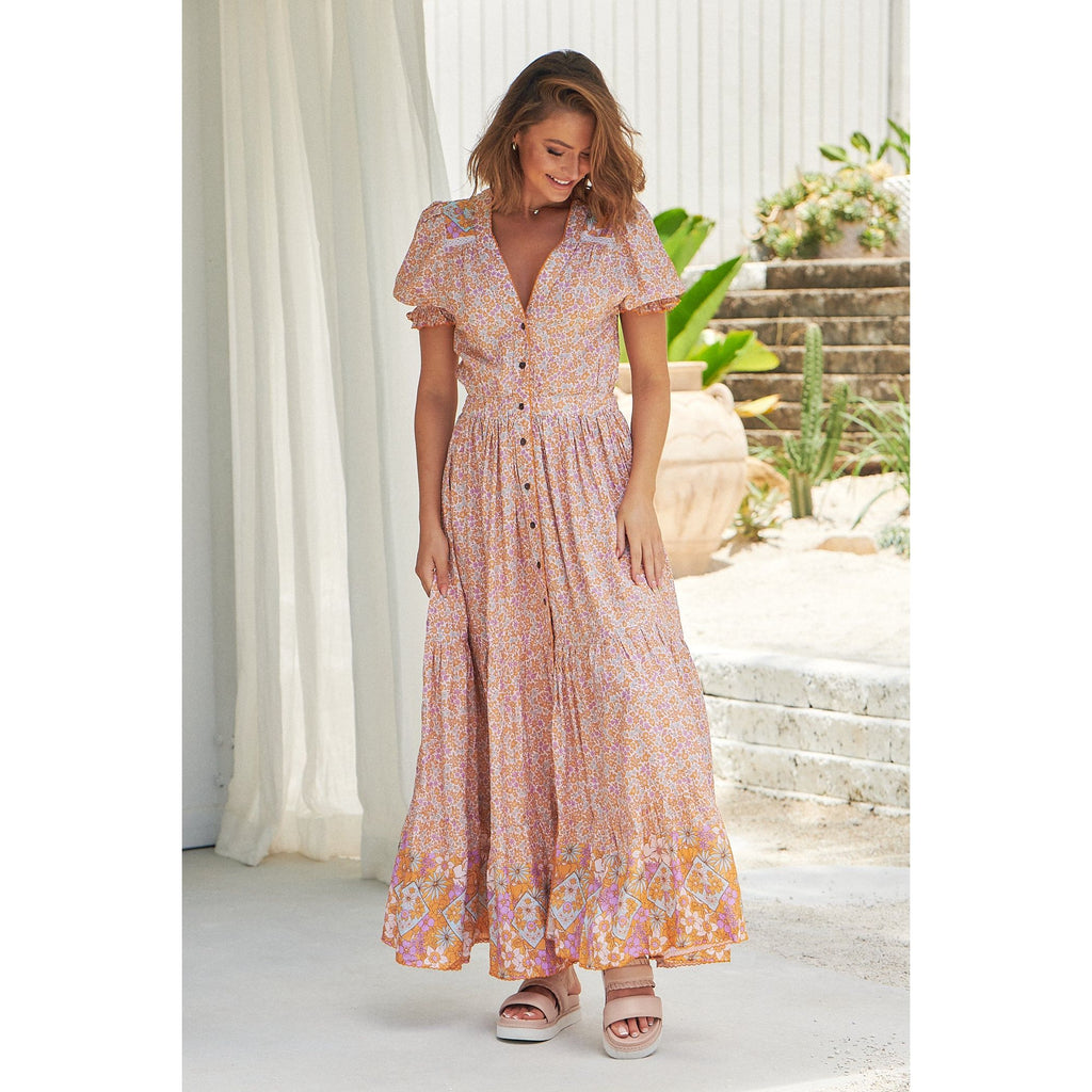 JAASE Forget Me Not Print Jean Maxi Dress - AUSOUTLET.com.au