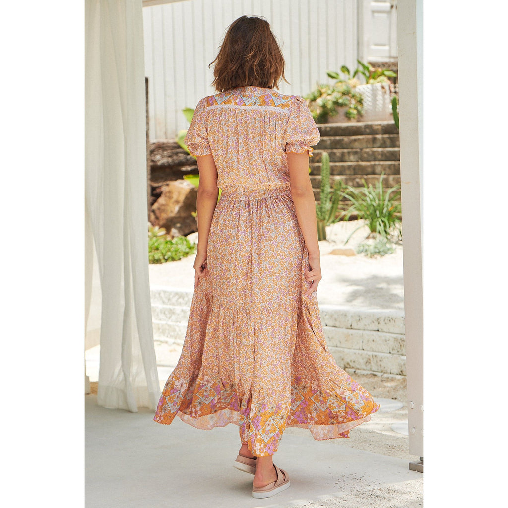 JAASE Forget Me Not Print Jean Maxi Dress - AUSOUTLET.com.au