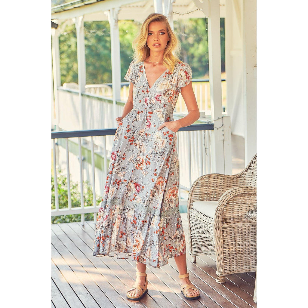 JAASE Orange blossom Print Carmen Midi - AUSOUTLET.com.au