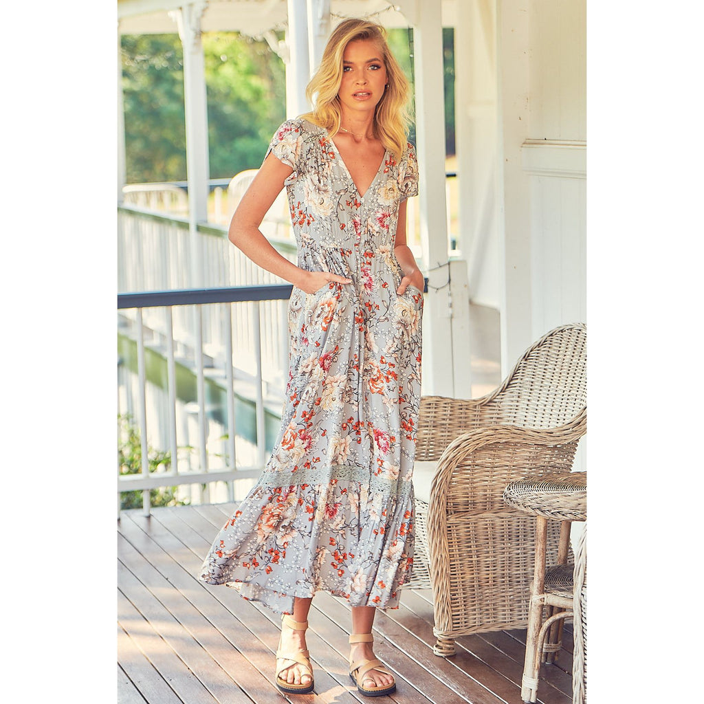 JAASE Orange blossom Print Carmen Midi - AUSOUTLET.com.au