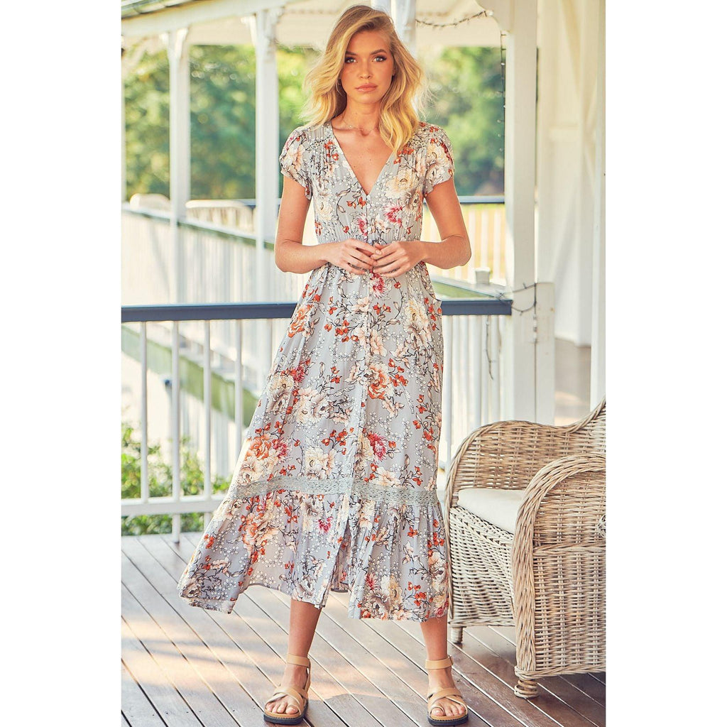 JAASE Orange blossom Print Carmen Midi - AUSOUTLET.com.au