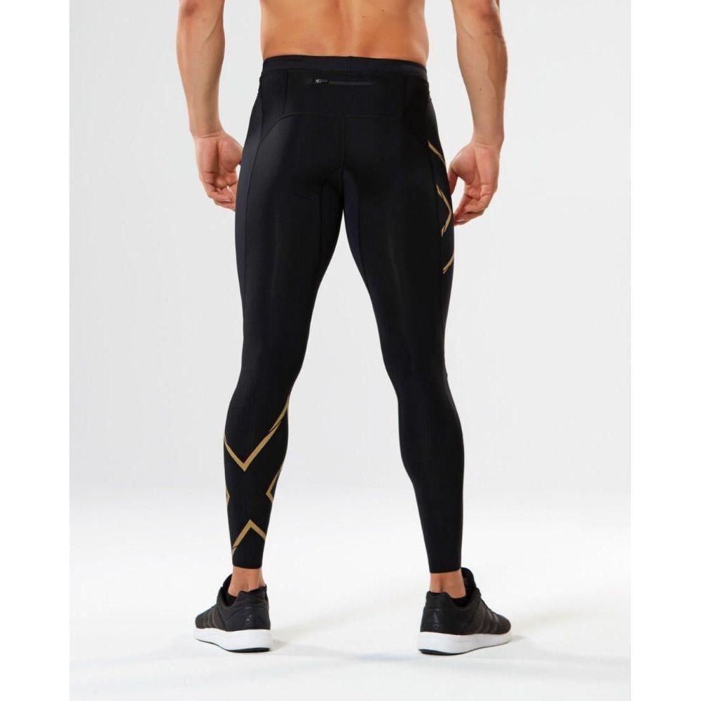 2XU Men's Core Compression Running Tights - Black / Gold - AUSOUTLET.com.au