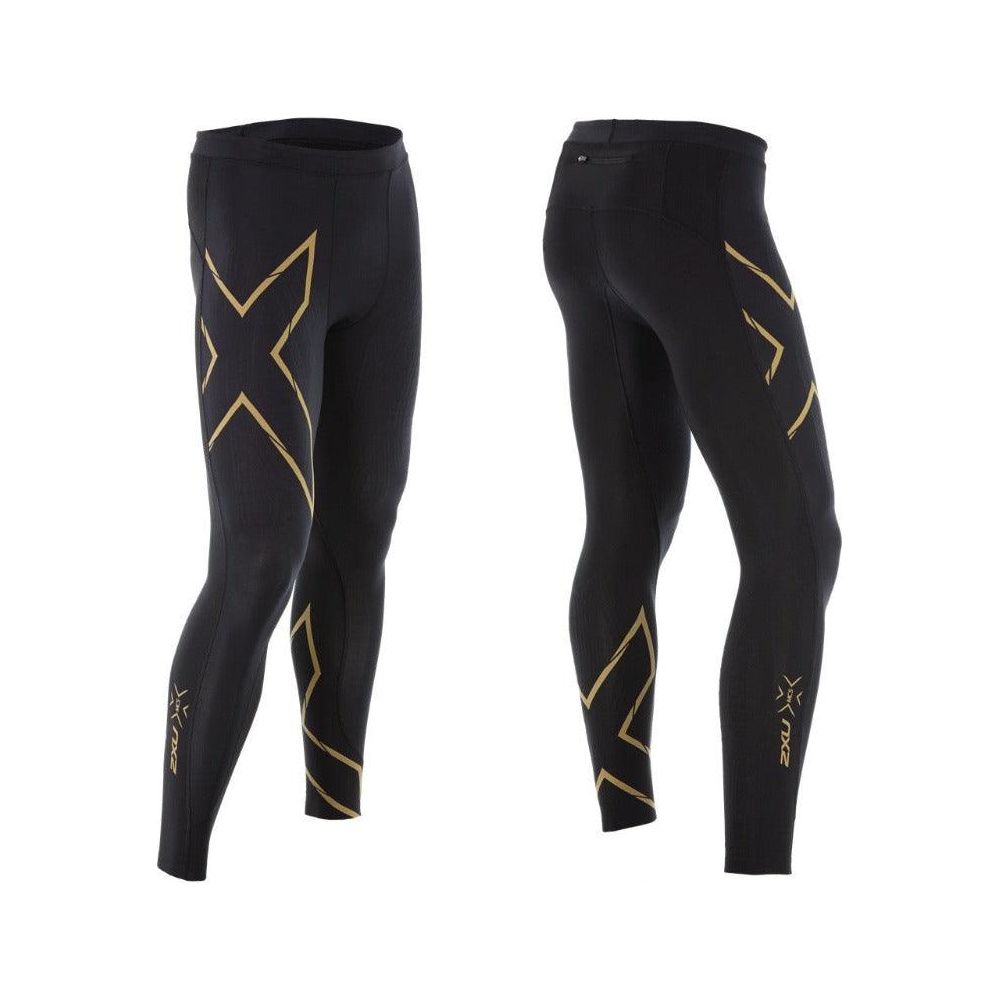 2XU Men's Core Compression Running Tights - Black / Gold - AUSOUTLET.com.au