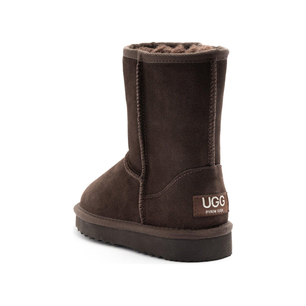 Byron Soul Ugg Classic Short Boots Dark Brown - AUSOUTLET.com.au