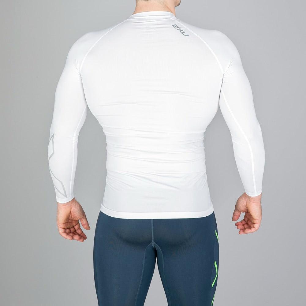 2XU Men's Compression L/S Top - White - AUSOUTLET.com.au