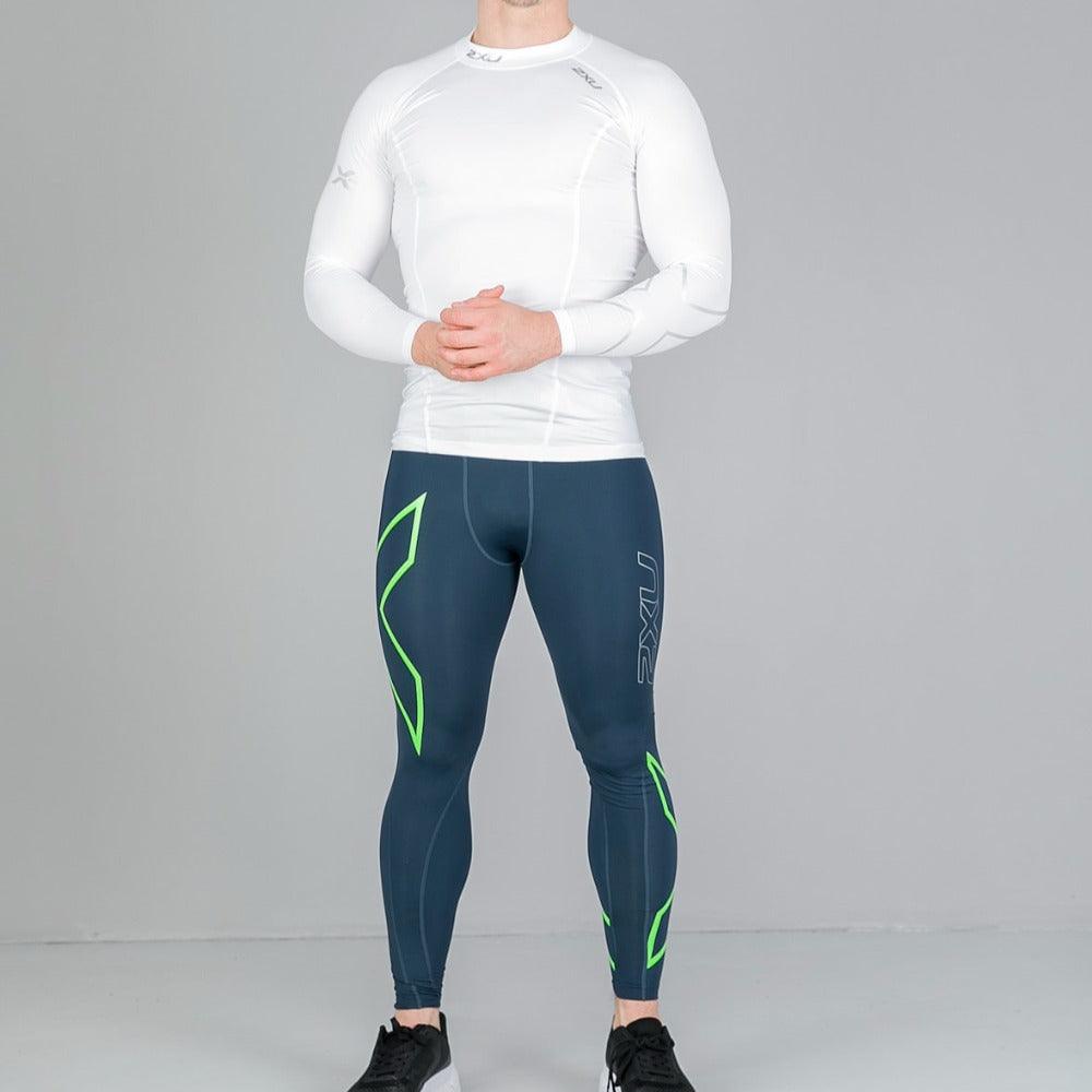 2XU Men's Compression L/S Top - White - AUSOUTLET.com.au