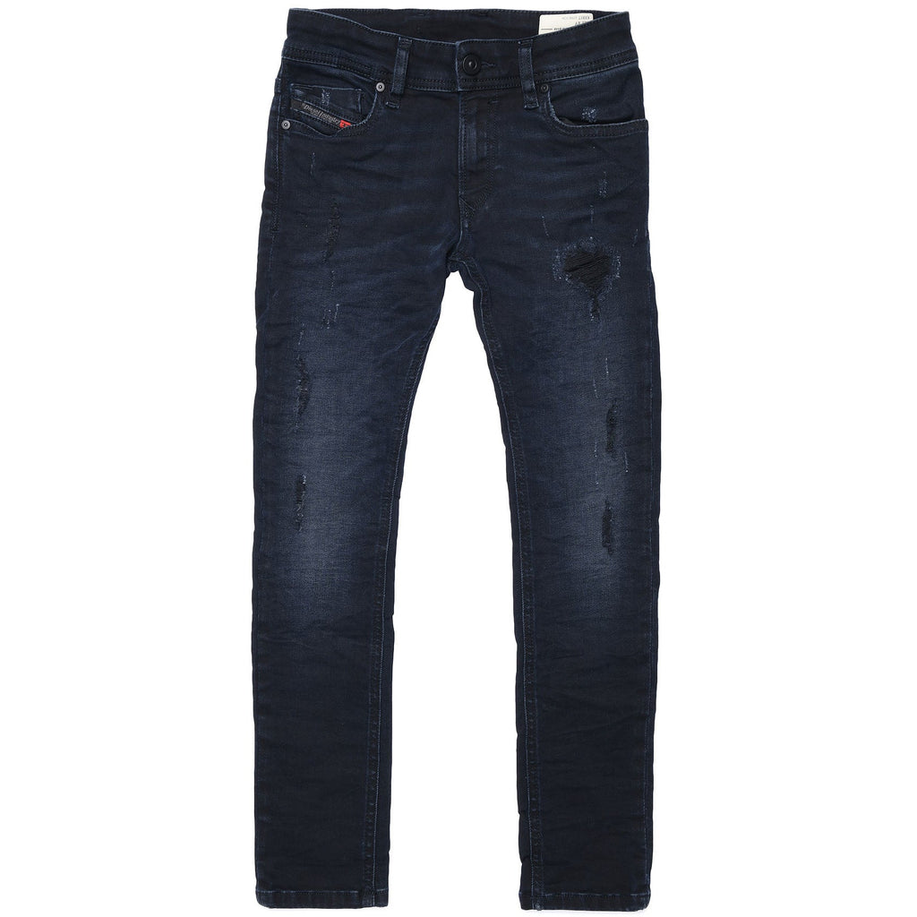 Diesel Boys Sleenker - Skinny, Ripped, Washed Jeans in Black - AUS OUTLET