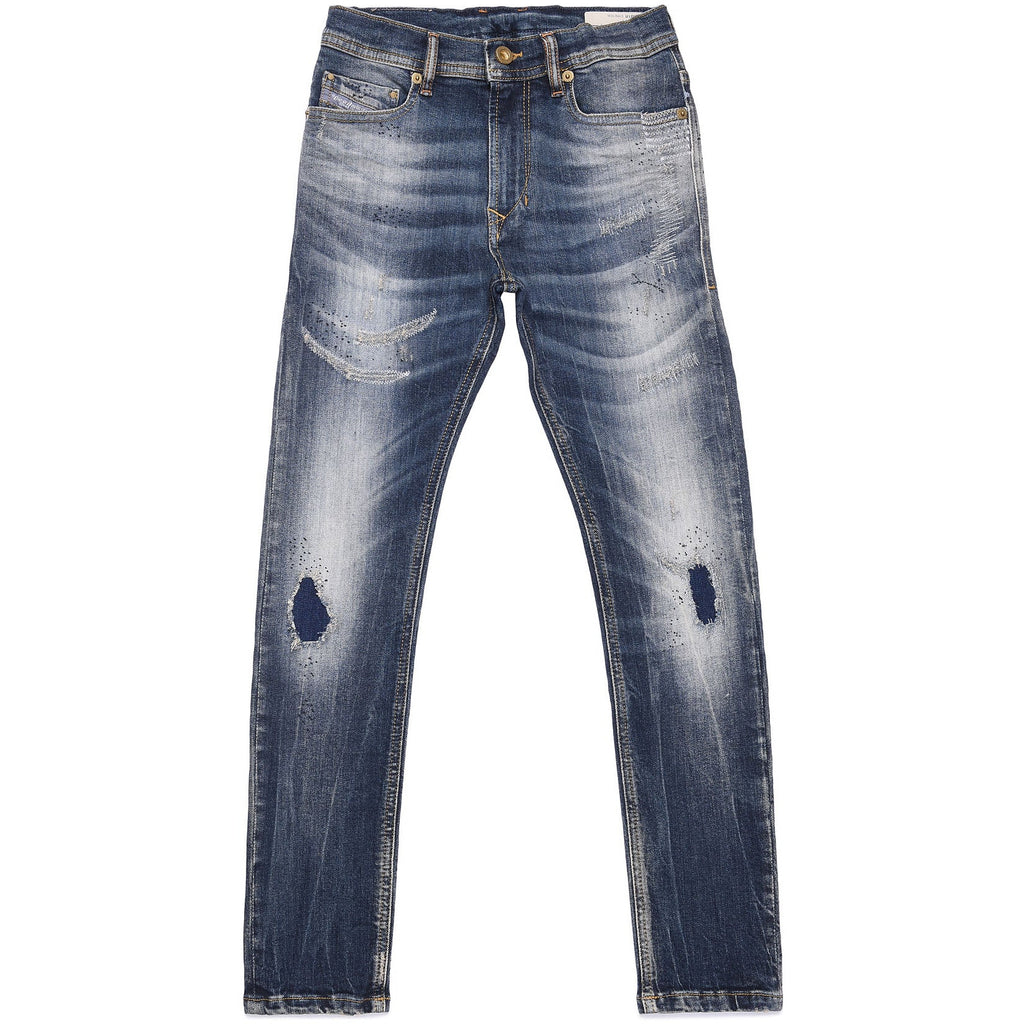 Diesel Boys Tepphar Skinny Ripped Washed Jeans in Light Blue - AUS OUTLET