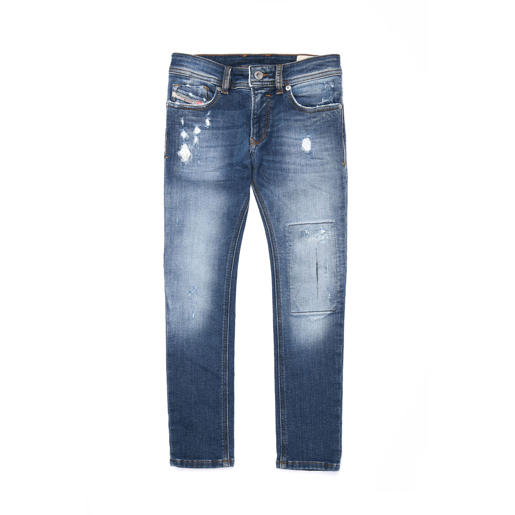 Diesel Boys Sleenker Skinny Ripped Washed Jeans in Blue - AUS OUTLET