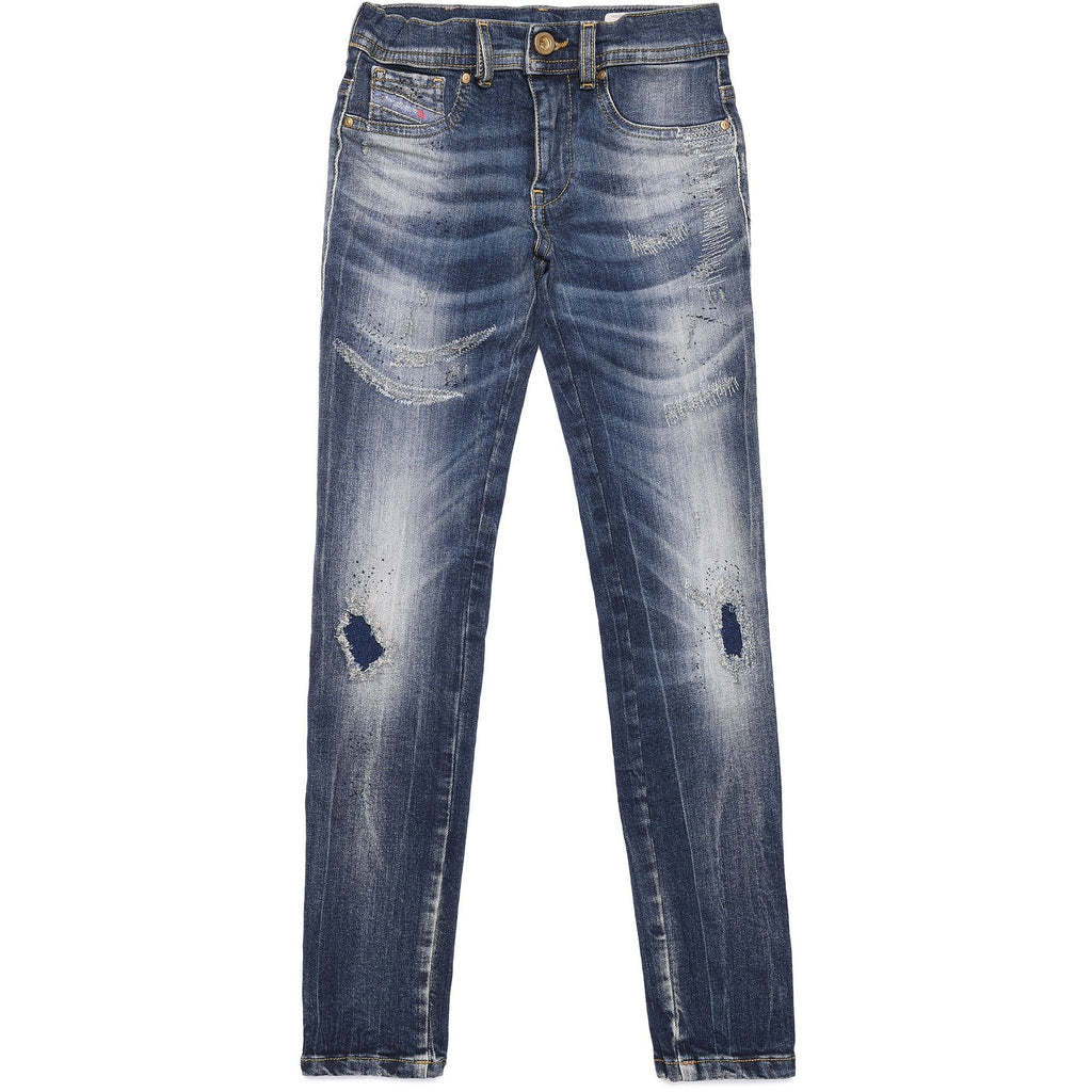 Diesel Girls Dhary Skinny Washed Ripped Jeans in Blue - AUS OUTLET