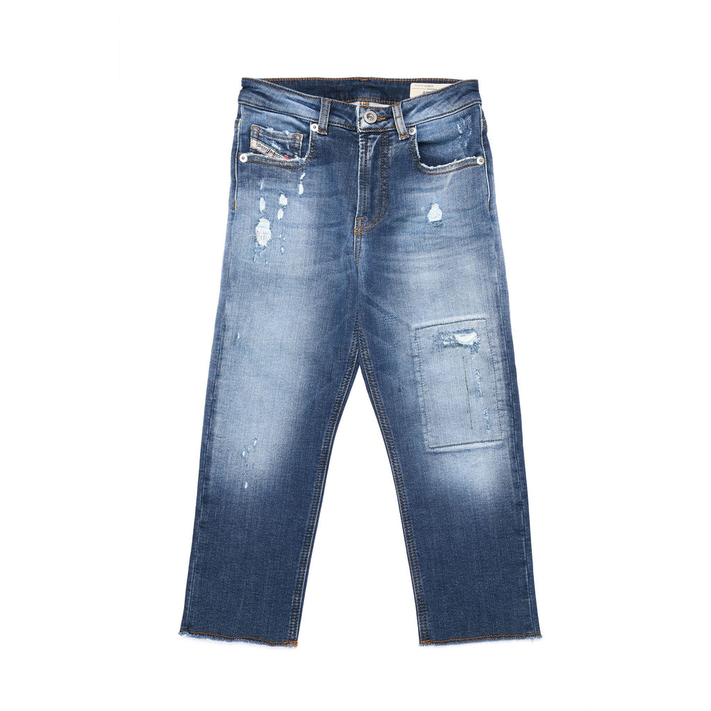 Diesel Girls Aryel Washed Straight Leg Jeans in Blue - AUS OUTLET