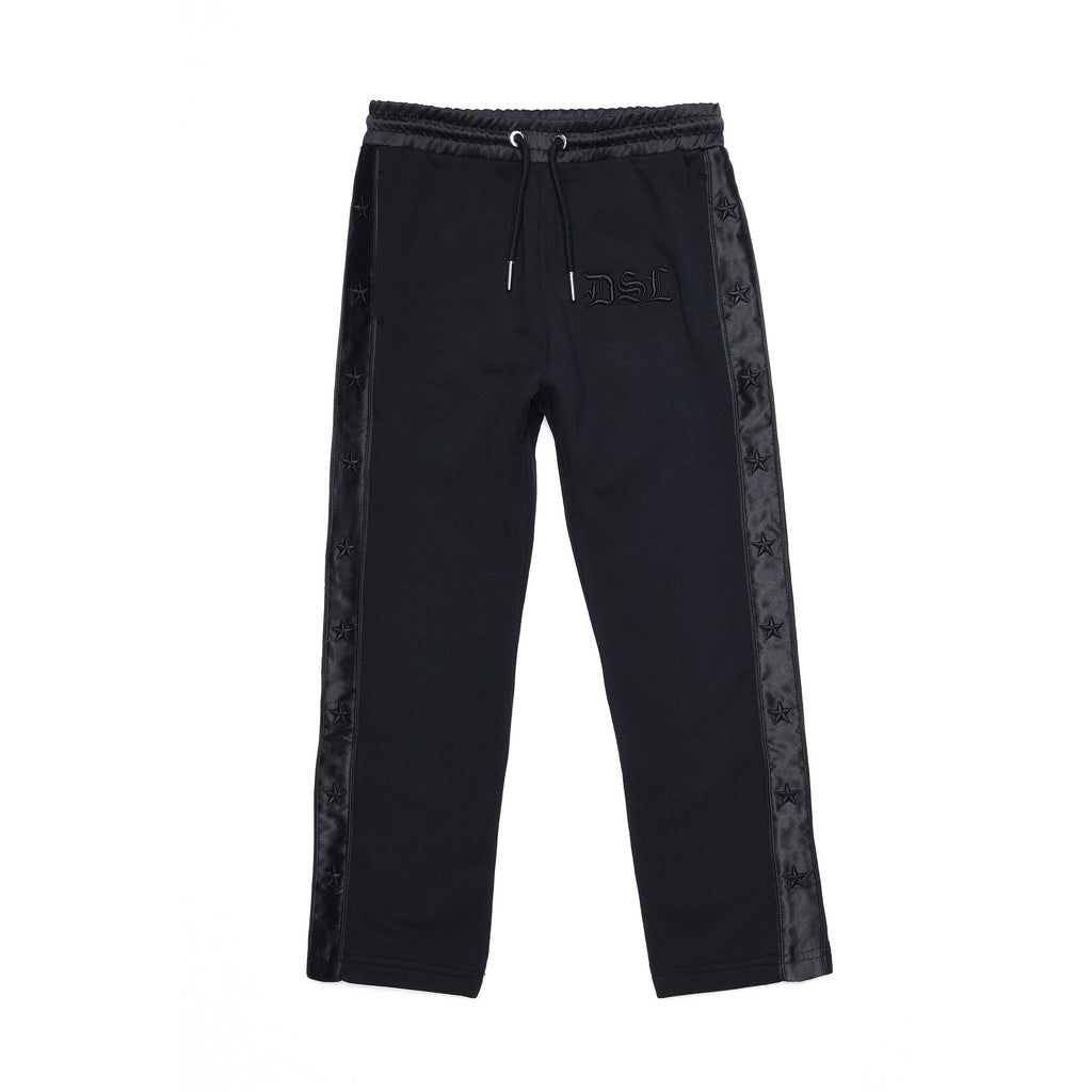 Diesel Boys Black Joggers with Elasticated Waist and Star Sides - AUS OUTLET