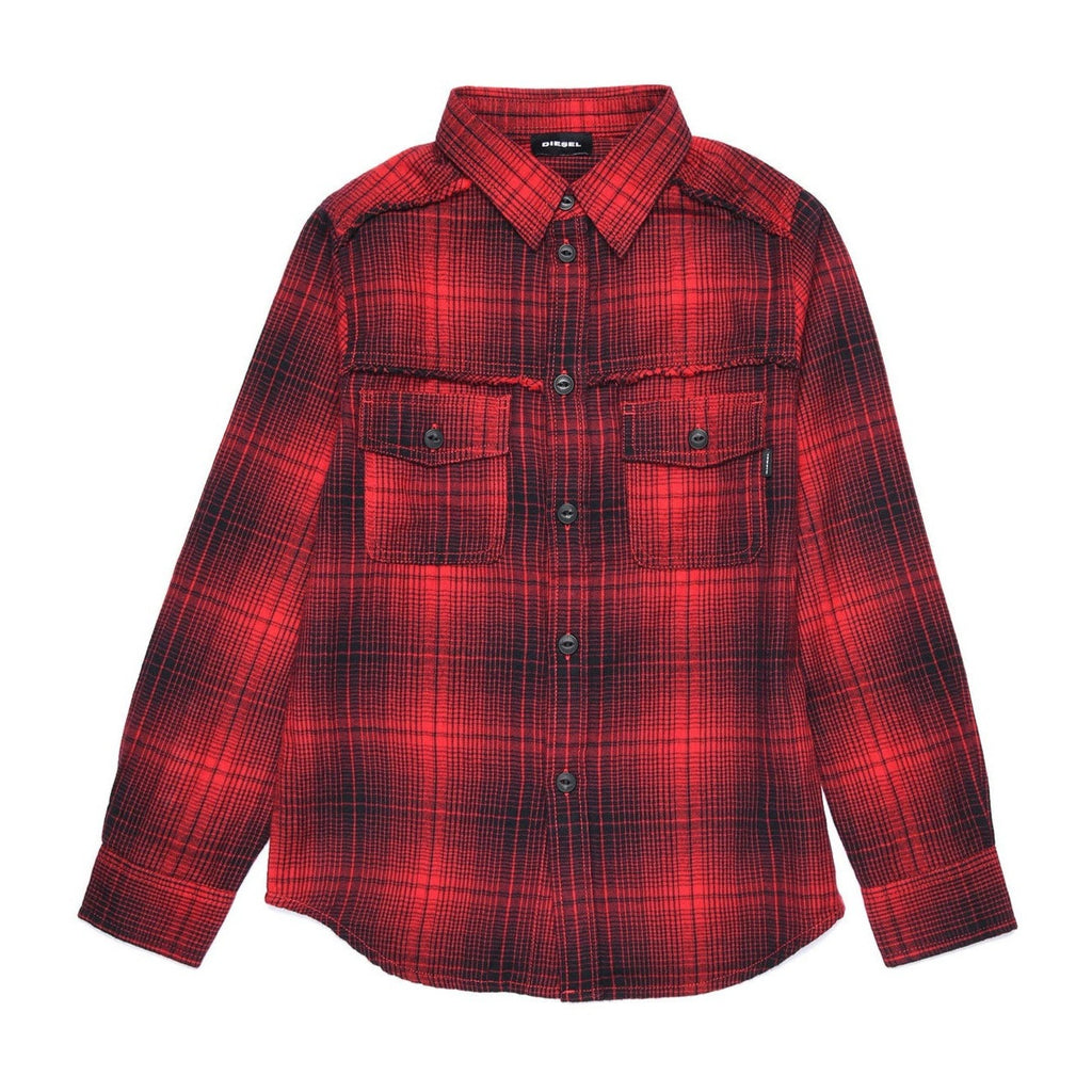 Diesel Boys Check Button Up Shirt with Collar - AUS OUTLET