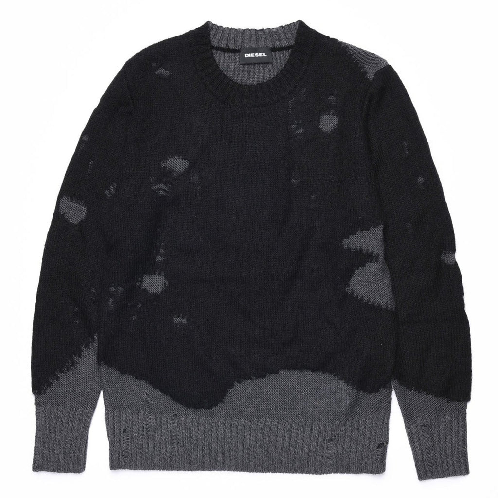 Diesel Boys Black Sweater with Grey Design - AUS OUTLET