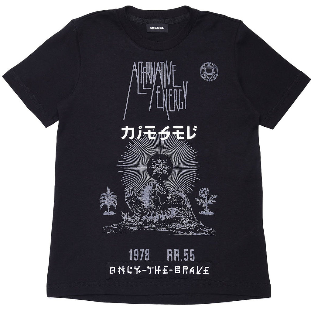 Diesel Girls Black Japanese style T-Shirt - AUS OUTLET