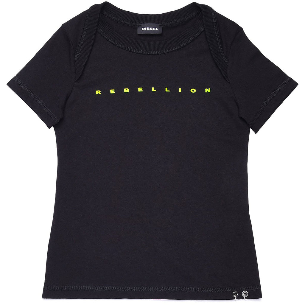 Diesel Girls Black 'Rebellion' T-Shirt - AUS OUTLET