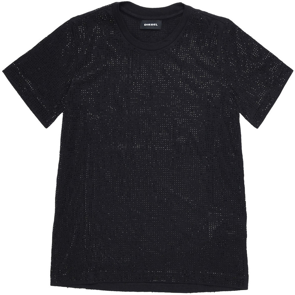 Diesel Girls Black Sparkly T-Shirt - AUS OUTLET