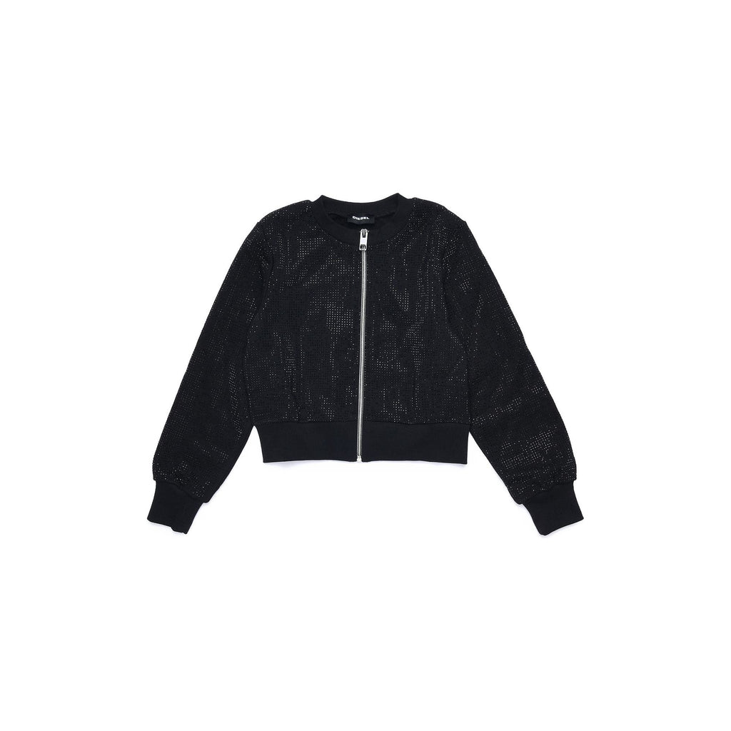 Diesel Girls Black Zip Up Sparkly Jacket - AUSOUTLET.com.au